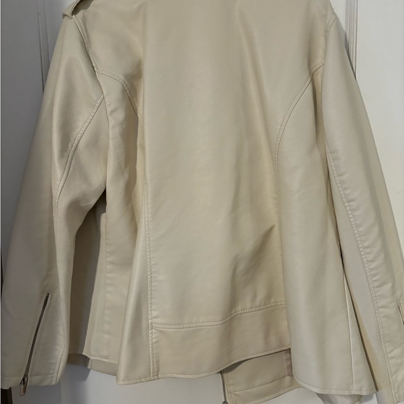 Cream Faux Leather Jacket - Picture 2 of 6